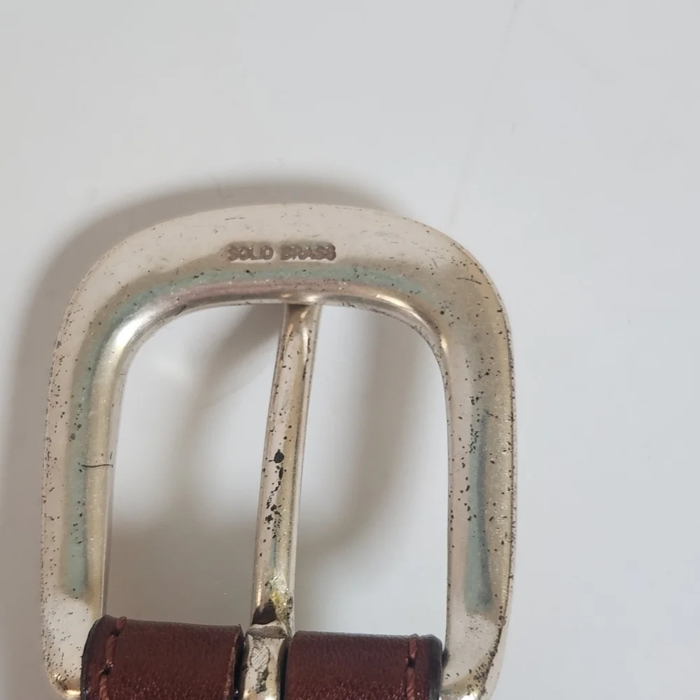 Vintage FOSSIL Beaded Leather Belt Small Brass Buckle | Multicolor Seed Beads
